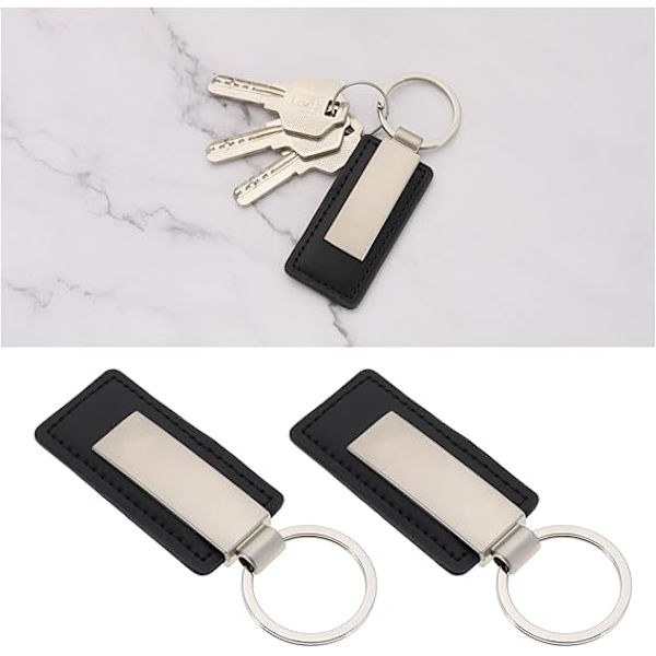 2 stk. Læder Metal Nøglering Bil Nøglering Hængende Ornament Vedhæng Forretnings Nøgle Dekoration kompatibel Bil Hjem Nøgler 96,5x32mm