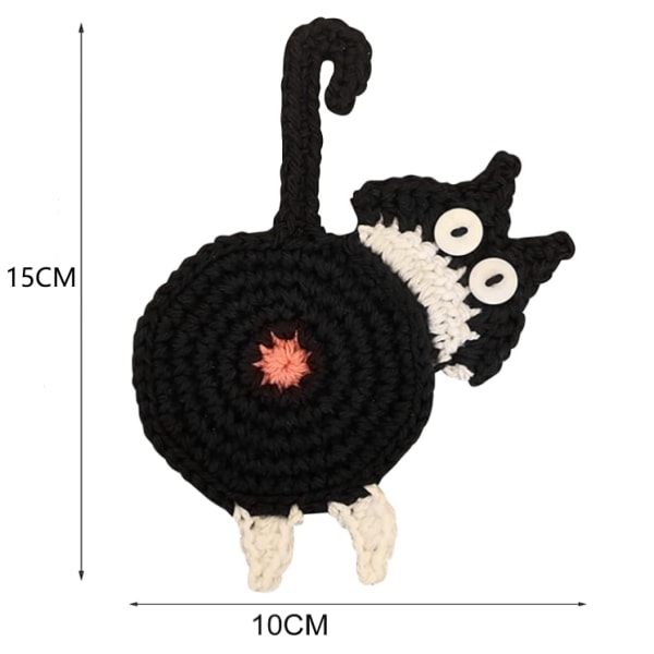 Cat Gifts for Cat Lovers 3PCS Cat Coaster Woven Creative Cute Cat Coaster I