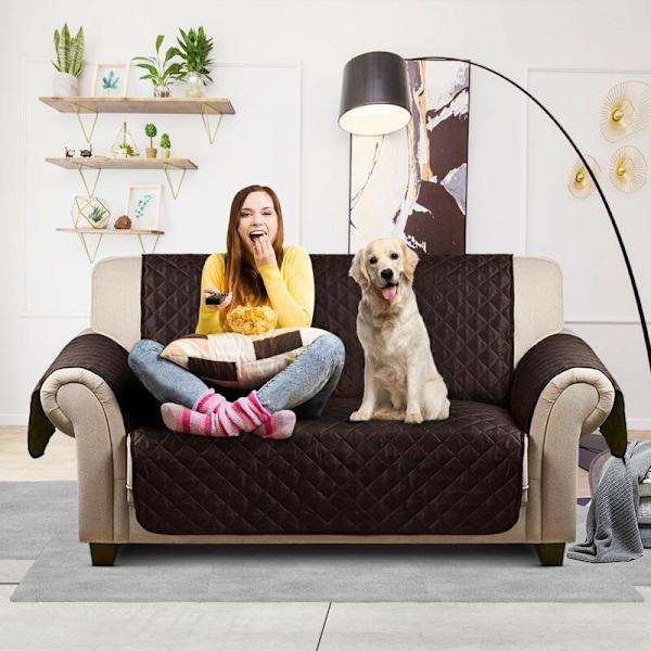 Europeisk Retro Rhombus Recliner Reversibel Slipcover, Polyester, Brun, 180