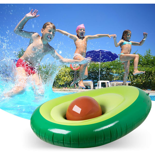 Oppustelig avocado pool floatie med bold - sjov pool floatie til sommeren