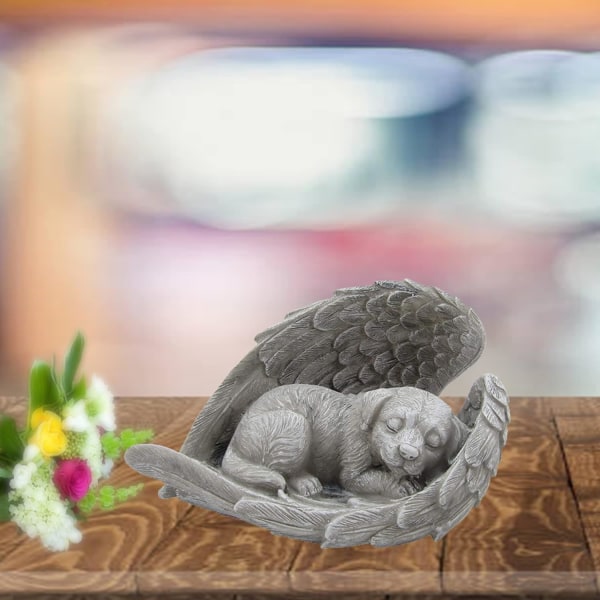 Hund sover i engelvinger kæledyrsstatue - Til minde om min bedste ven