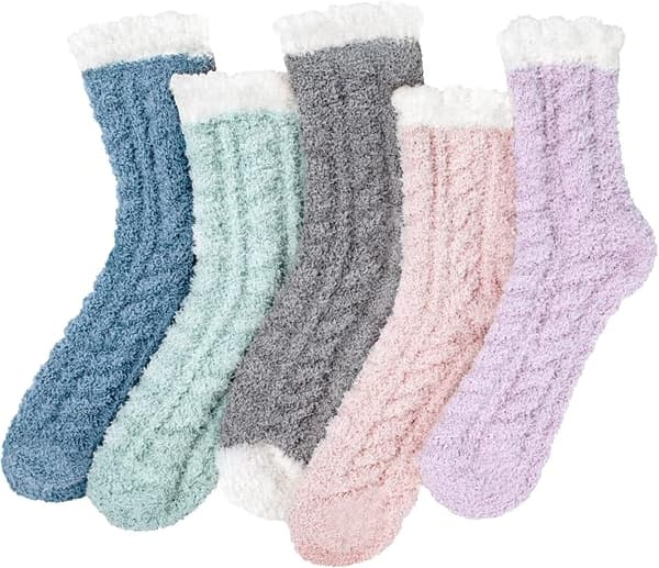 5 par bløde, hyggelige, fluffy, søde katte-vinterstrømper til kvinder