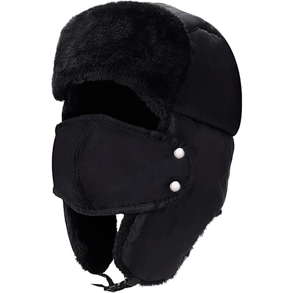 Hatt med Vindtät Mask, Unisex Vinter Ridhjälm Jakt Öronvärmare för Skidåkning Snowboardåkning Skridskoåkning (56-60cm)