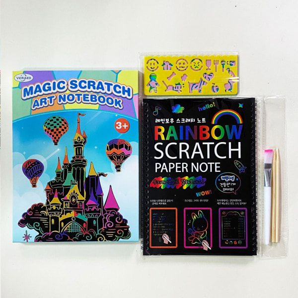 Rainbow Scratch Book lapsille: Craft Magic Paper set Colorin