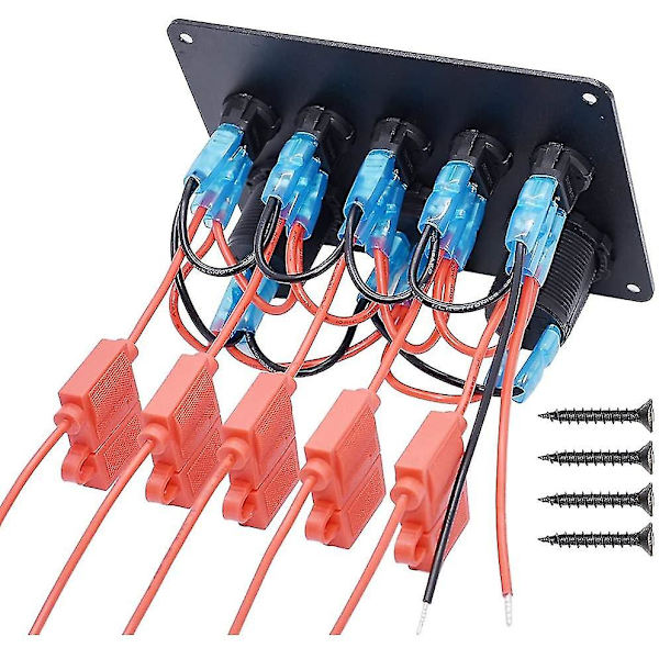 12v / 24v Kontrolpanel, 5 Grupper Af Vippekontaktpaneler, Med 5v 4.2a Dobbelt Usb-Oplader, Vandtæt Led-Voltmeter