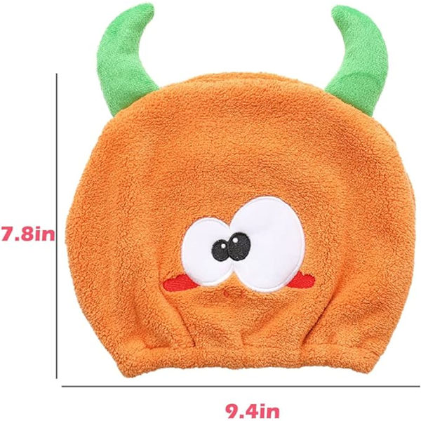 Sød sjov børnehårhåndklæde wrap hårtørringshåndklæde til børn mikrofiber hurtigtørrende håndklæde wrap, absorberende hårtørringshætte til vådt hår orange 20*24cm