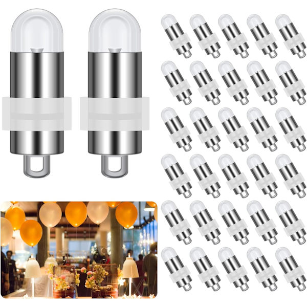 30-pack LED-ballonglampor, mini LED-ballonglampor, varmt vitt, vattentäta, för papperslyktor, inomhus utomhus för jul, halloween, nyår, bi