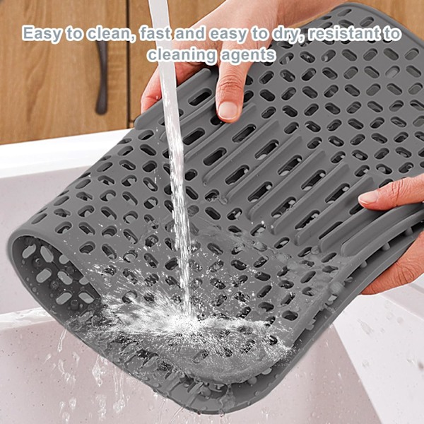 Silikon Oppvaskstativ Oppvaskstativ: Oppvaskstativ 30 x 30 cm Avrenningsmatte Rettangelformet Matte Kjøkkenvaskstativ, for Bestikk, Frukt og Grønnsaker
