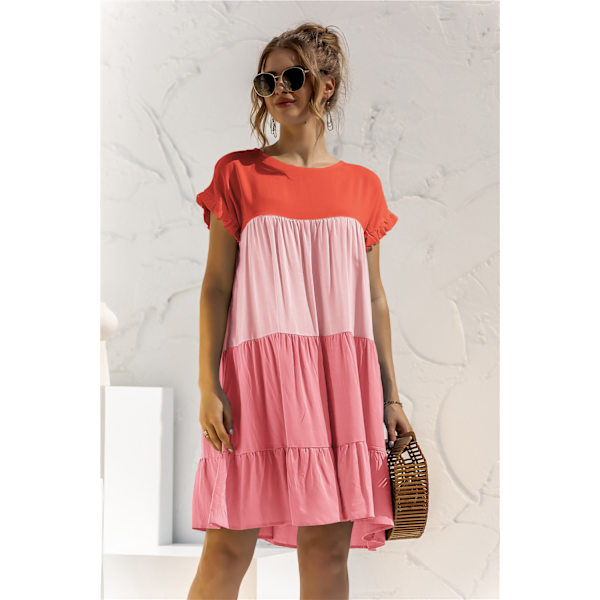 Kvinde Ruffled Boho Blomster Print Babydoll Løs Swing Casual Cropped Mini