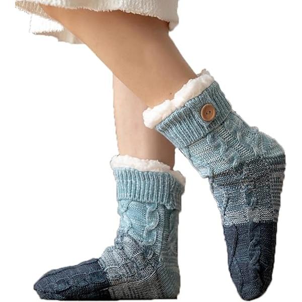 Dam Fuzzy Varma Varmastrumpor Vinter Tjocka Fleece Sovsstrumpor Halksäkra Inomhus Golvstrumpor Söta Julstrumpor