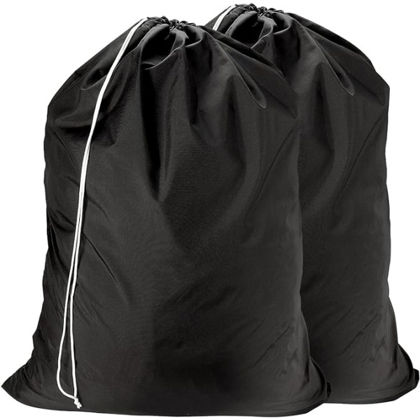 Vaskeri Nylon Vaskeripose, Låsebar Snøring Lukking & Maskinvaskbar, Store Vesker Vil Passe En Vaskerikurv Eller Hylle (Svart, 2-Pakk) 30*40 tommer