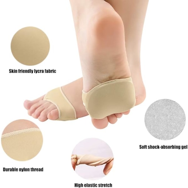 Metatarsal Pads Sleeve(4 PCS),Bekväma Ball of Foot Cushions med mjukt andningsbart tyg för kvinnor och män, framfotsgelkuddar för fötter neuromasmärtlindring och förhindra förhårdnader blåsor
