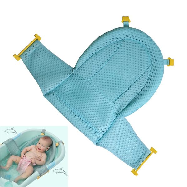 Baby Shower Støttestol, Nyfødt Badekar Brusebad Net, Ny Justerbar Komfortabel Skridsikker Baby Bad Sæde 0-3 År Gammel (Blå)