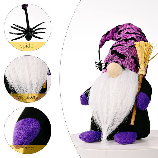 2 stk Halloween Gnomes plysjdekor - Heks Tomte Svensk Gnome Skandinavisk