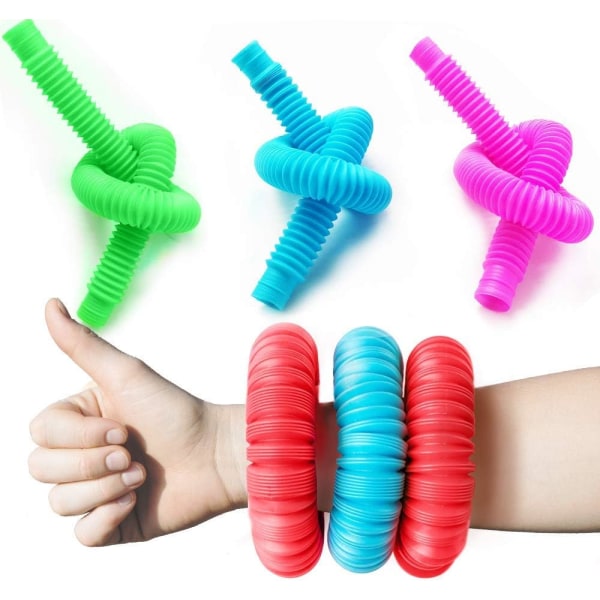Pop Tubes Sensoriset lelut, fidget toys lapsille ja aikuisille, moniväriset putket