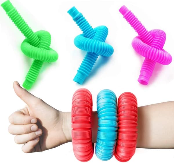 Pop Tubes Sensoriske Legetøj, Fidget Legetøj til Børn og Voksne,  Multi-Farvede Rør