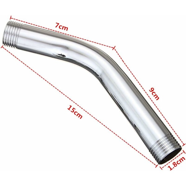 TRIO 15cm G1/2 Rustfritt Stål Dusjhode Forlengelse Albue Dusjarm Ekstra