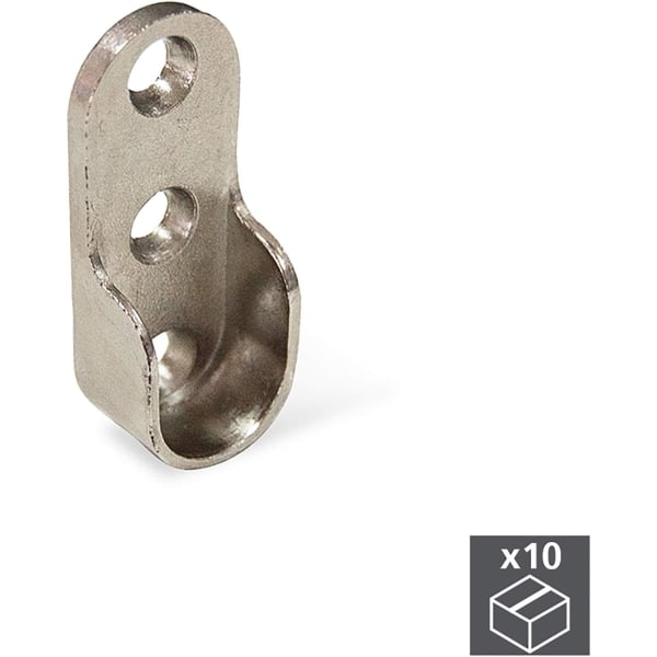 Sidesupport for oval klesskapsstang, blank krom, 10-pakning