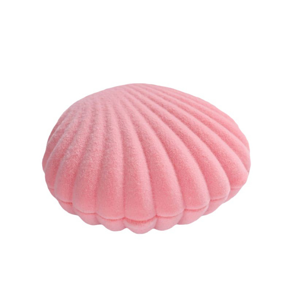 Bærbar smykkeskrin i skallform - smykkeskrin for jenter, kvinner, ringer, øredobber og ørestikker (6x3cm, rosa)