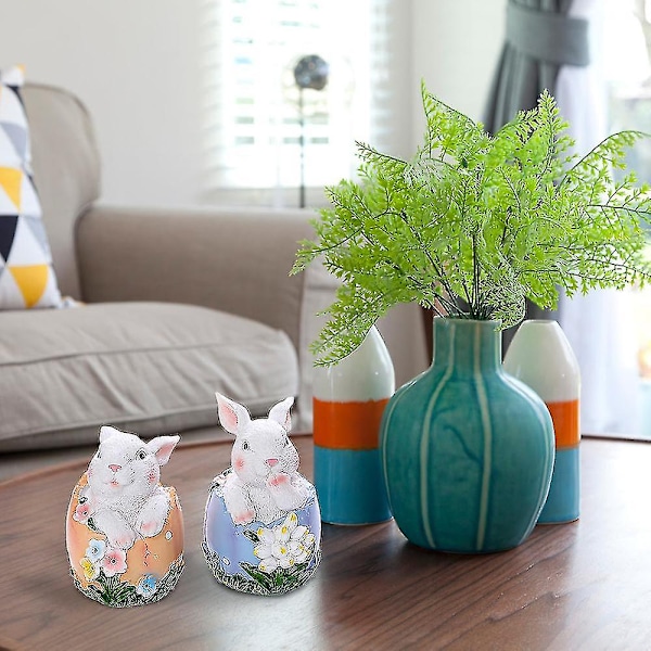 Påskkanin Figur Dekorativ Figur i Harts för Blomkruka Vårdekorationer