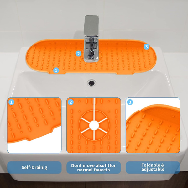 Vannsprutbeskyttelse for vannkran, absorberende silikonmatte for kjøkken, anti-drypp for kraner, forhindrer skade