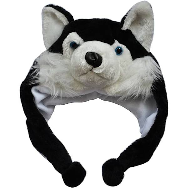 Unisex Vinter Plys Øre Klap Dyr Huer Sort Husky Hoved omkreds