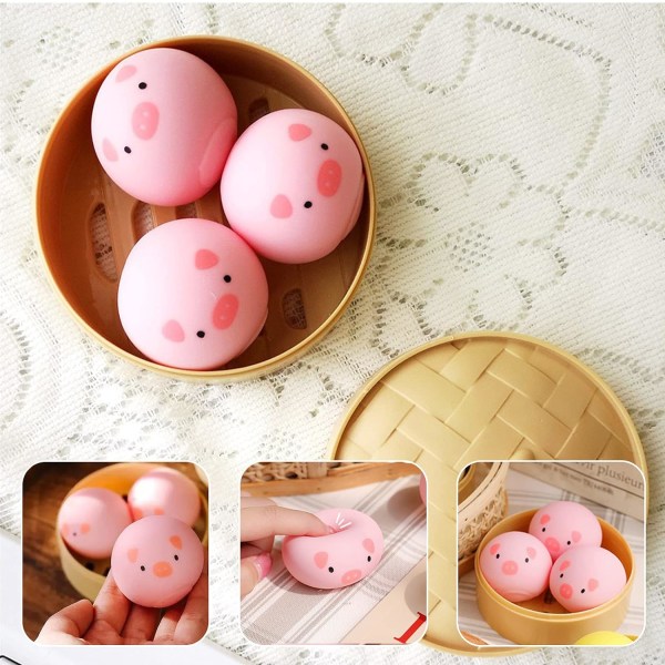 3PCS Piglet Dumpling Squishy, Sensoriske leker Angstlindring Elementer Piglet med
