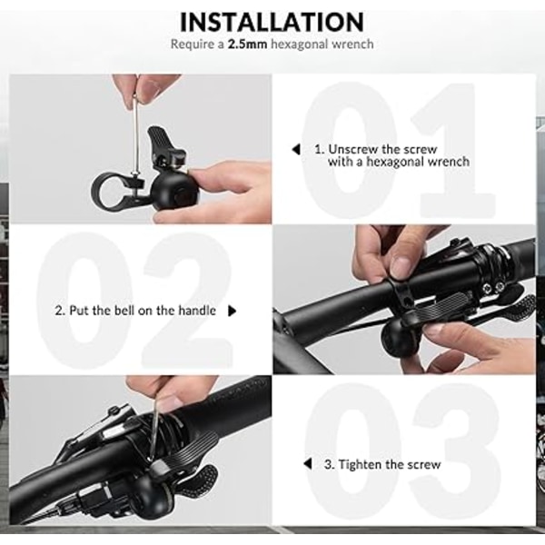 Mini cykelstyre klocka 22,2 mm klar signalhorn vänster höger högt inget behov av el