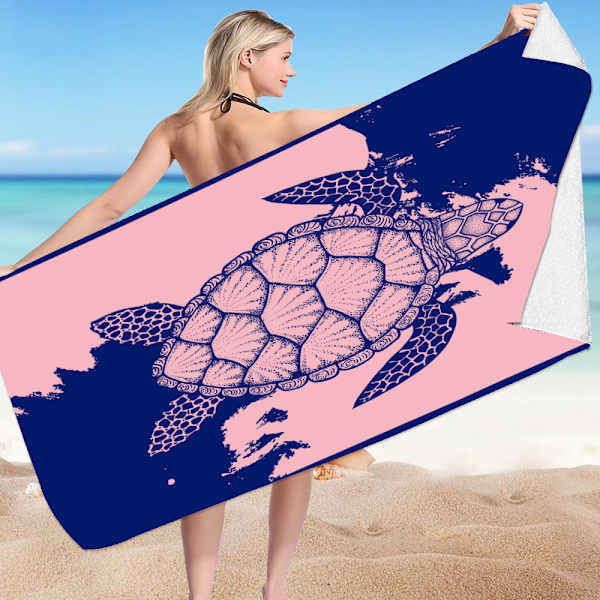 Strandhandduk – Blå med tropisk design, L 70*150CM Cool Hawaiian, Marinblå B