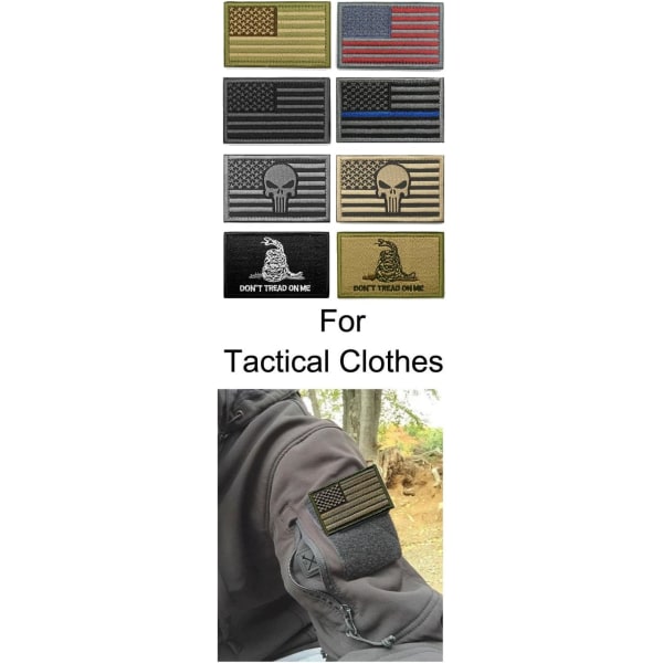 American Flag Patch, 8 Bundle-Set, Tactical Moral Military Patchs of USA