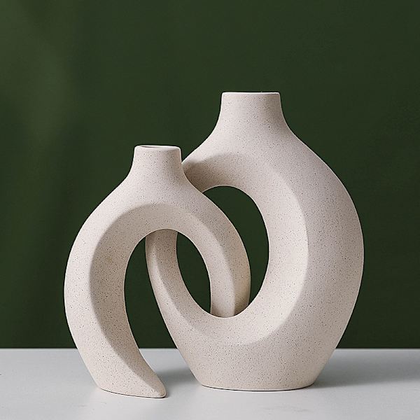 Keramisk vas, designvas, vit blomvas, modern bordsvasdekoration