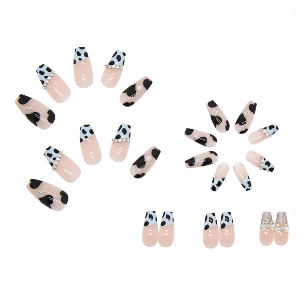Falske negler kiste lange akryl full dekning leopard print negler tips 24PCS