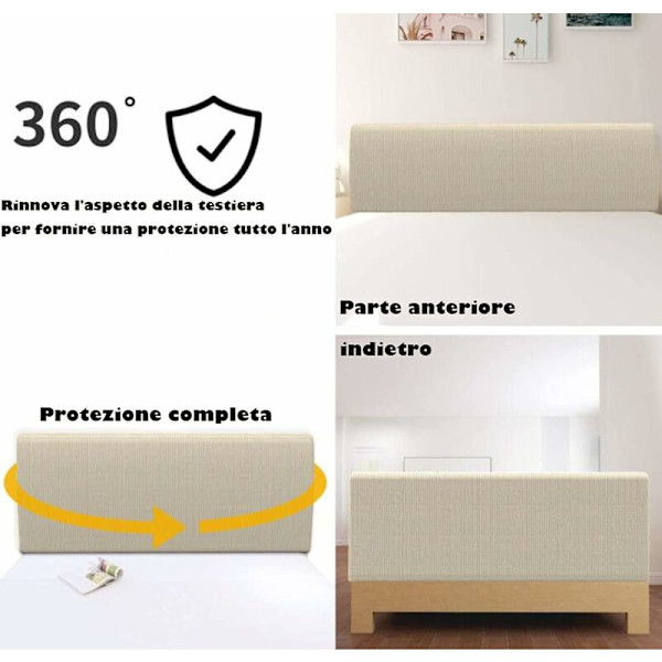 Hodegjerdetrekk, Hodegjerdebeskyttende Trekk Støvtett Vaskbart Hodegjerdetrekk Full Pakke 360° Beige 150cm Passer for hodegjerde 140170cm