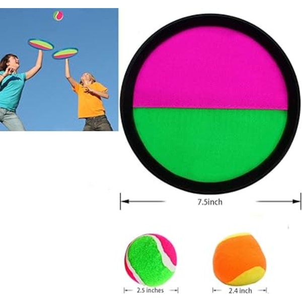 2 Set Ball Toy Paddle Catch and Toss Game Set Handheld Stick 7\" Disc for Ch