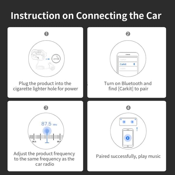 Trådløs FM-sender til bilen Bluetooth 5.0 QC3