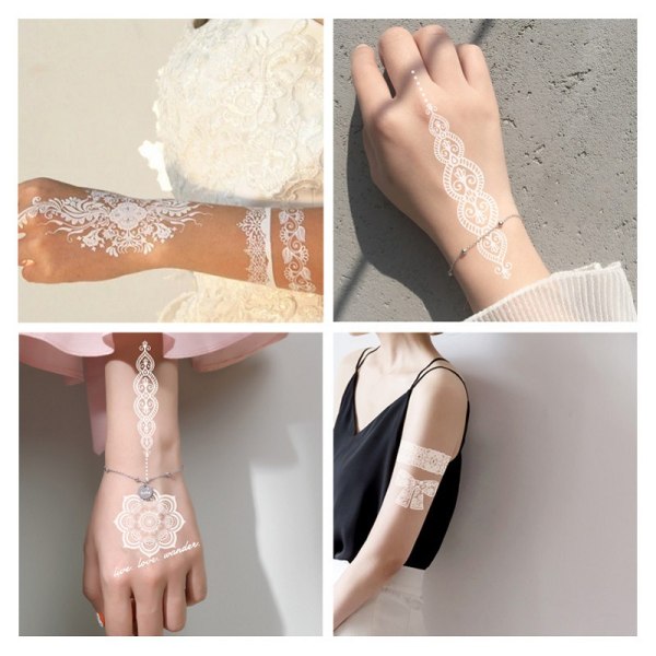 10pcs White Lace Stickers Decorative Body Sticker Waterproof Temporary Tatt