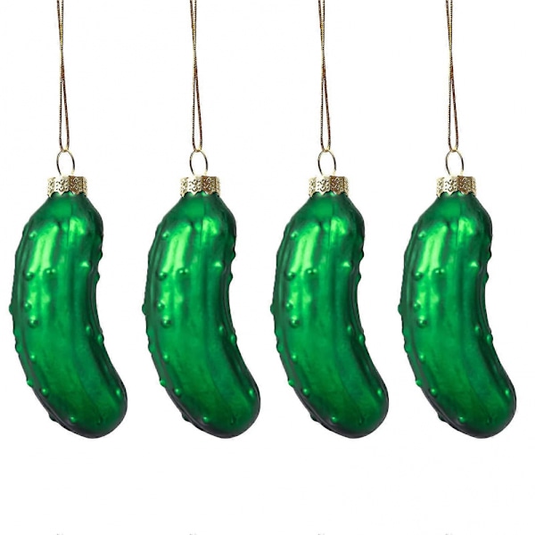 4 st Glasgurka Ornament Traditionella Julhängen Glasgurka Julgransprydnader Hänge Julgransdekorationer