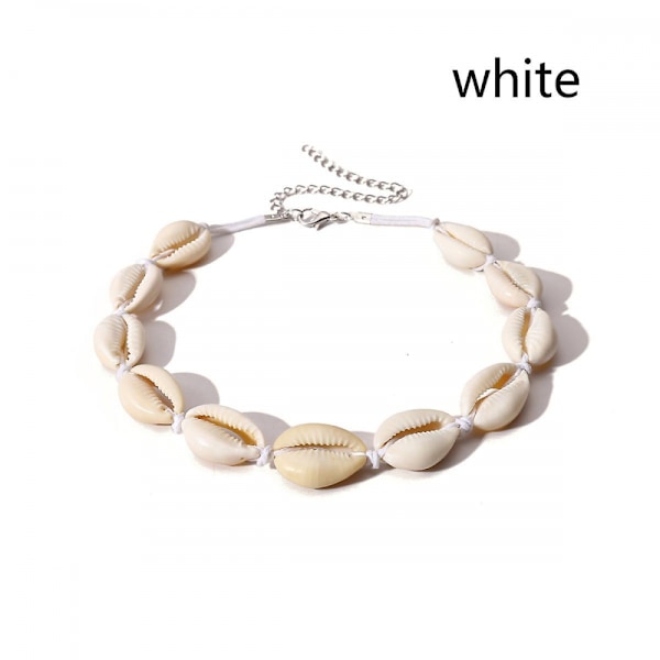 Skallperle håndvevd choker halskjede Hawaiian Beach smykker for kvinner menn jenter gutter 2 stk