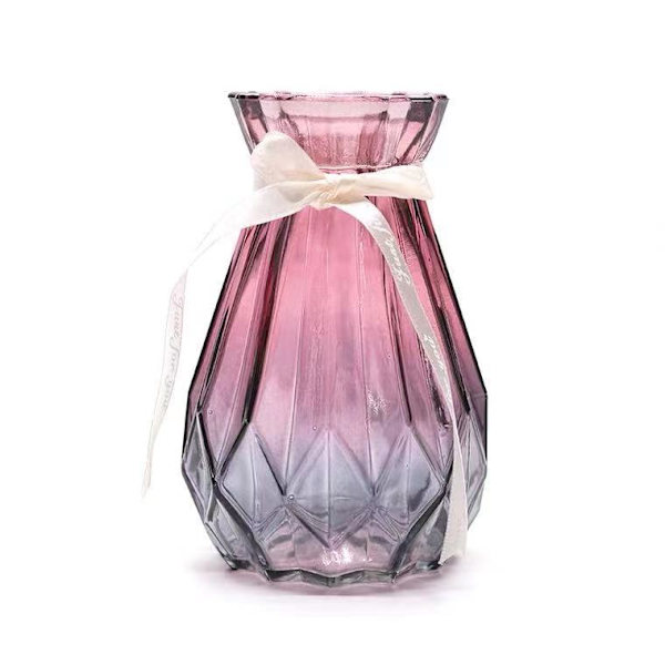 Flerfarget gradient glassvase geometrisk fasettert farget glassvase for hjem