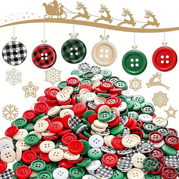 60 stk jule rutete tre knapper 4 hull svart rød tre knapper gingham håndverk knapper runde dekorative knapper for DIY sying jule strømpe dekor