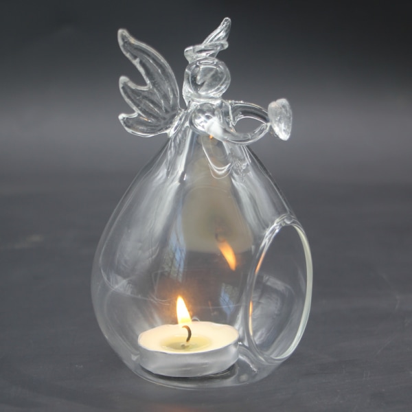 2 stk. Engel glas tealight holder Hjemmefest dekoration Candl Transparent 2stk