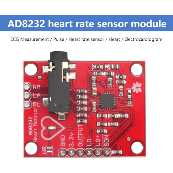 EKG-modul AD8232 for hjertepulsmåling, EKG, pulssensormodul E