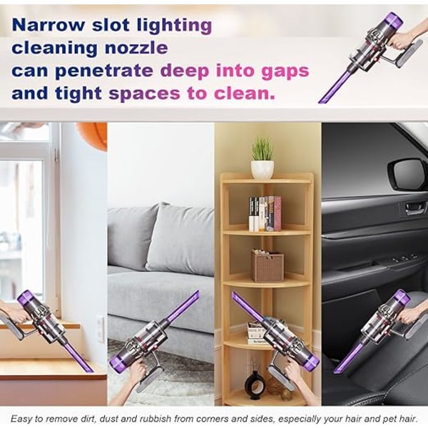 GreeSuit Slim LED-spalteverktøy for Dyson V7 V8 V10 V11 V15 støvsuger R
