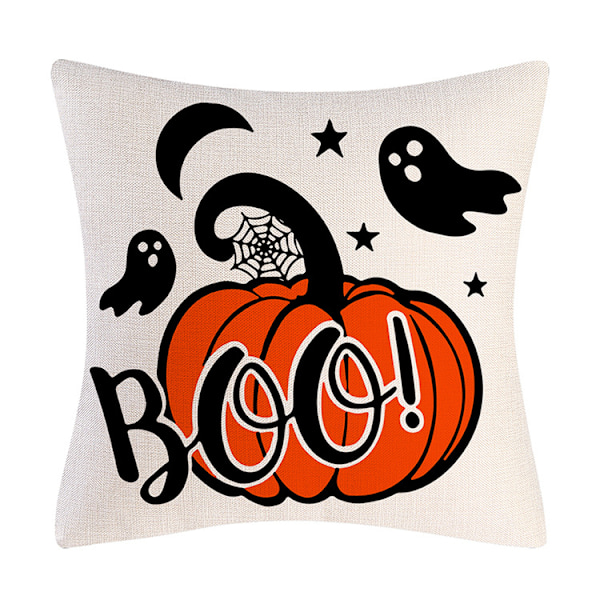 Halloween pudebetræk 18x18 sæt med 4, Halloween indretning græskar pudebetræk orange og sort Happy Halloween linned pudebetræk til hjemmet dekoration sofa soveværelse bil dekoration