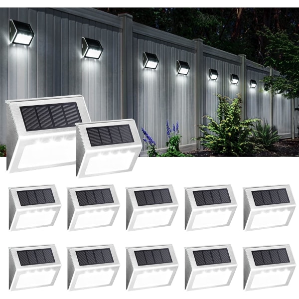 Solar stegljus, 12-pack trappljus, utomhus staketbelysning,