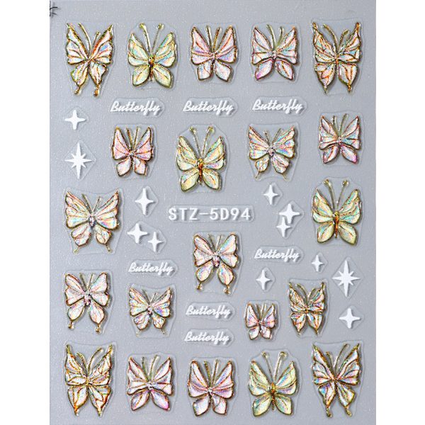 Perhos Nail Art -tarrat 5D kohokuvioitu itseliimautuva kynsien DIY