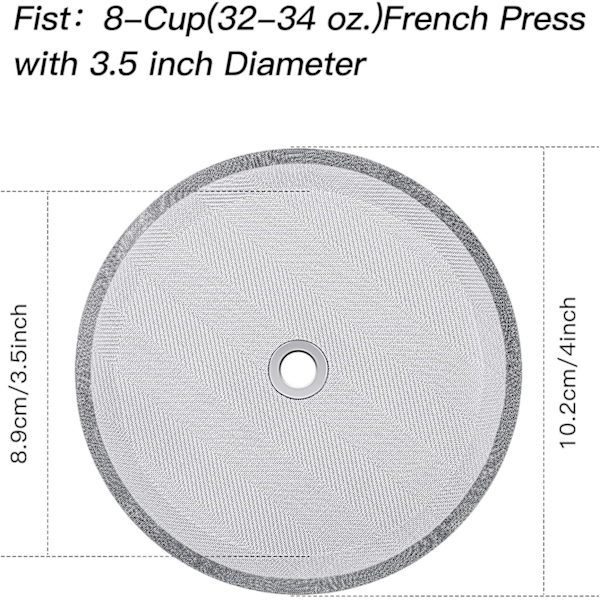 6 stk. fransk presse-erstatningsfiltre, mesh-filtre-erstatning, 4 tommer S