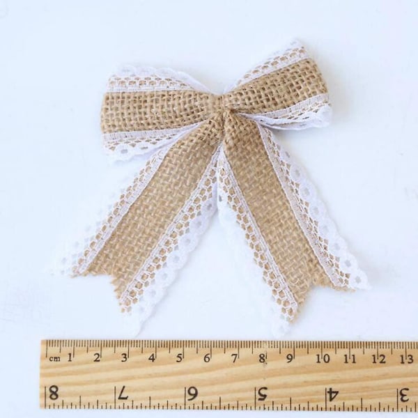 10 stk. Burlap Sløyfer Sløyfe Ornamenter Håndlaget Rustikk Sløyfe Bryllupsdekor