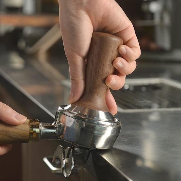 Kaffe Tamper Trä Kaffe Espresso Fyllningshandtag Rostfritt Stål Barista