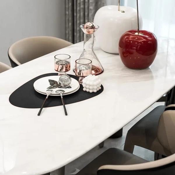 Svarta bordstabletter Set om 6 för matbordsmattor, bordsunderlägg i konstläder Wip